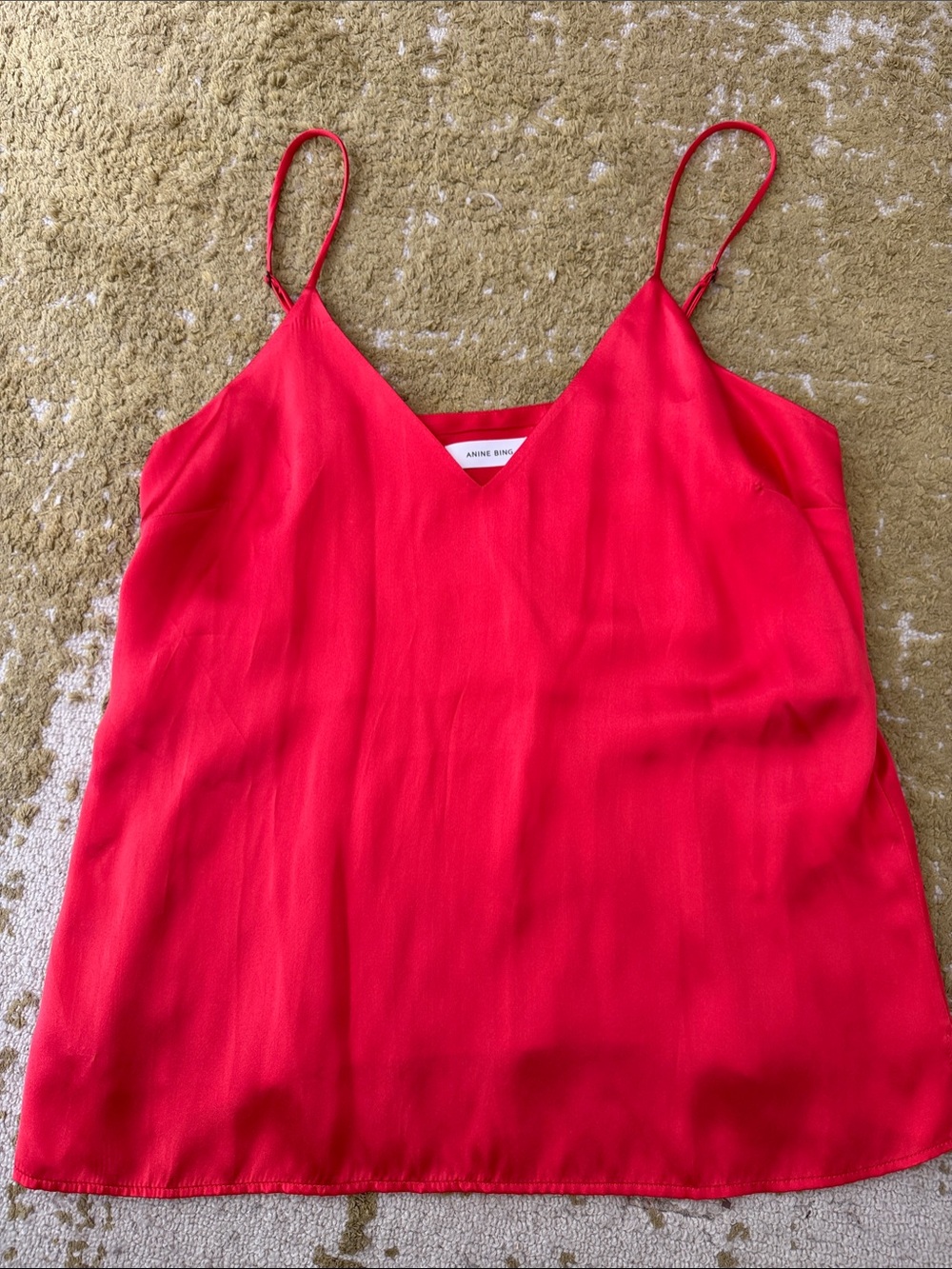 Anine Bing Red V-Neck Spaghetti Strap Cami small
